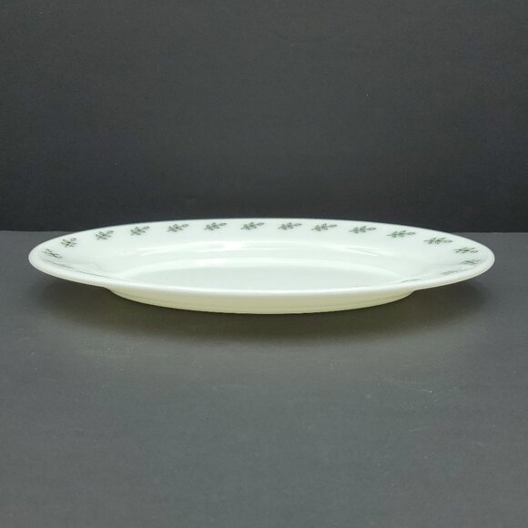 Pyrex PYR2 Green Leaf Platter Corning White Serving Plate Green Leaf Band - Picture 4 of 6